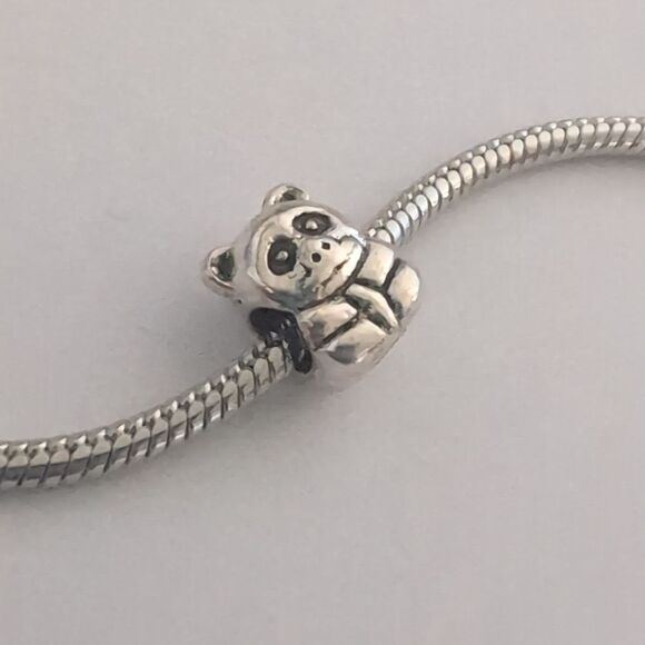 Silver Panda Charm for Pandora Style Bracelet - Picture 3 of 4
